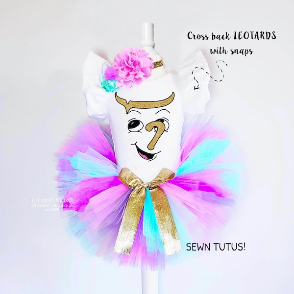 Teacup girls tutu Outfit, teacup Chip birthday Tutu Outfit, teacup leotard, Tea Cup Halloween costume