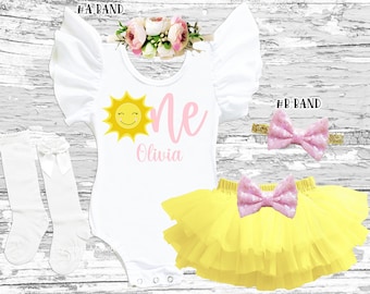 Sunshine 1st Birthday Outfit: Yellow Tutu Bloomer