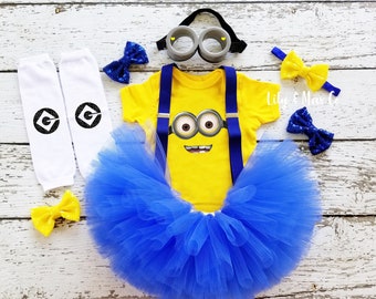 Minions Girls Costume, Minions Halloween girls outfit,despicable me outfit, Minions tutu set, Minions outfit set, Minions Girls Costume