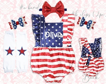 Personalized 4th of July Baby Romper Set: Patriotic Outfit