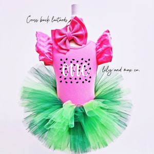 Watermelon 1st Birthday Tutu Outfit: &quot;One in a Melon&quot; Bodysuit & Headband