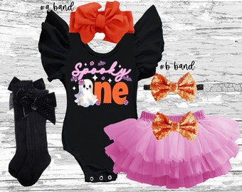 Spooky one 1st Birthday Outfit, Halloween Ghost Tutu Set