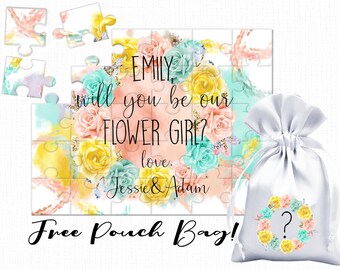 Flower girl gift, Flower Girl proposal Jigsaw Puzzle, 30pc personalized will you be our flower girl  puzzle,Flower girl proposal puzzle gift