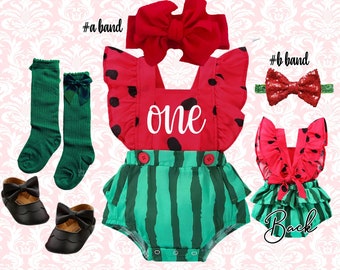 1st birthday watermelon romper Outfit watermelon romper one watermelon Costume blue watermelon party smash cake outfit