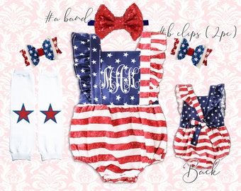 4th of July baby girl romper, 4th of July romper set, Patriotic Romper, 1st 4th of July baby girl, 4th of July costume,Patriotic girl outfit