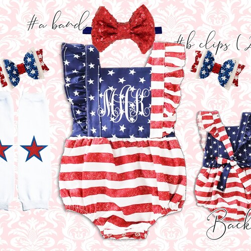 Baby Girl 4th of July Star Stripes Outfit Personalized Etsy