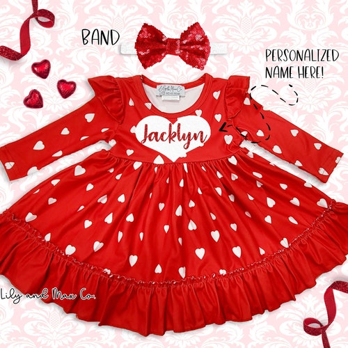 Valentine's Day Baby Girl Dress Personalized Valentines Etsy