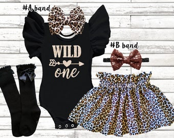 Wild One birthday girls Outfit, leopard girls birthday set, Wild one birthday leopard skirt outfit, two wild birthday smash cake outfit