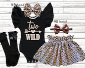 Two Wild birthday girls Outfit, 2nd girls birthday leopard girls birthday set, Wild one birthday outfit, two wild birthday smash cake outfit