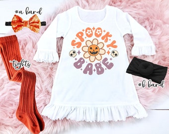 Personalized Halloween Girl Ruffle Dress Set