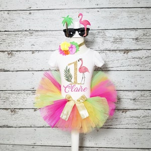 1st Birthday Tropical Outfit, Flamingo birthday, Tropical flamingo birthday tutu set, Flamingo birthday outfit,Tropical birthday smash cake