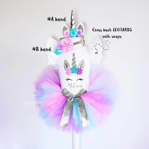 Unicorn Birthday Outfit, SILVER Unicorn headband, Unicorn rainbow tutu set,Rainbow unicorn birthday outfit set,Rainbow Unicorn Girls Costume
