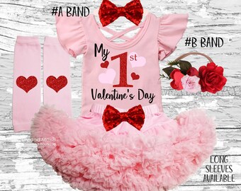 Valentine's birthday girls Outfit,Valentine's baby girls outfit set, Valentines outfit, my 1st Valentine's girls birthday outfit, pink skirt