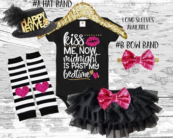 2024 New Year girls Outfit,New year HELLO 2024 outfit set,New Year baby girl outfit,2024 New Year kiss me at night tutu bloomer outfit