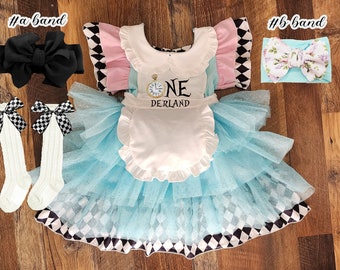 Alice In ONEderland dress, Alice Costume, ONEderland Outfit, Alice in onederland smash cake outfit