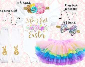 1st Easter girls outfit, first Easter girls bunny tutu bloomer outfit, Floral Easter girls smash cake outfit, Easter flutter sleeve leotard