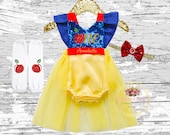 Snow White Birthday Romper Outfit, Snow White girls outfit,Snow White outfit,1st birthday girls outfit, Snow White tutu romper