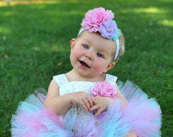 1st Birthday girl Outfit, pink aqua lavender birthday tutu, 1st birthday Romper, pastel birthday set, 1st birthday unicorn smash cake outfit