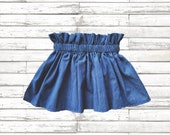 Denim girls skirt,Denim Birthday sprinkle skirt,Denim baby skirt,Denim 1ST birthday skirt,Denim girls fabric paper bag waist skirt