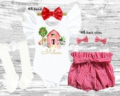farm first birthday outfit girl