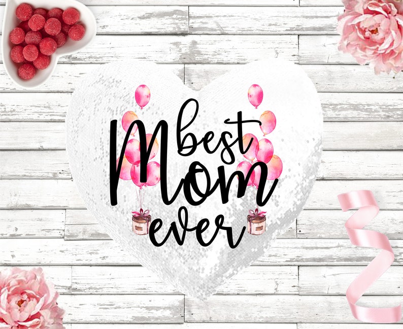 Mother's Day Sequin Pillow Red Heart Sequin Reversible Etsy