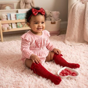 Valentine's Day Velvet Romper: Personalized Baby Outfit with Headbands & Socks