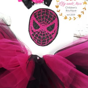 Spider birthday outfit, Spider birthday girl outfit, Spider themed tutu set, super hero birthday girl outfit, Spider tutu set image 2