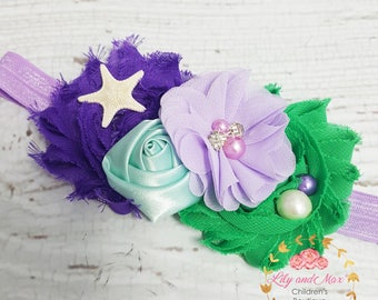 Unter dem Meer Stirnband, Mermaid Meer Muschel Blume elastisches Stirnband, weiche Baby-Meerjungfrau-Stirnband, Kleinkind Stirnband, unter dem Meer-Foto-Stütze