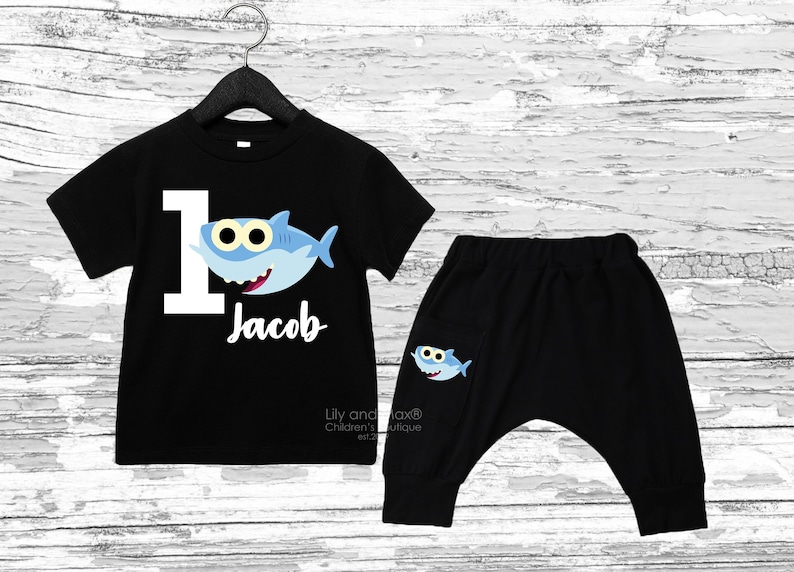 Shark Birthday Boy Outfit Baby Shark Boy Pant Set Shark Etsy