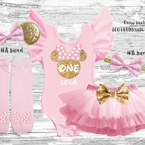Mouse birthday girl Outfit, Mouse birthday girl leotard, Pink Gold Mouse smash cake outfit, Mouse birthday theme