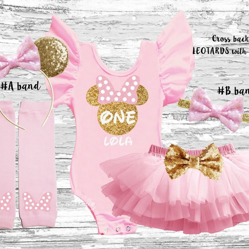 Personalized Pink and Gold Minnie Mouse First Birthday Outfit Etsy