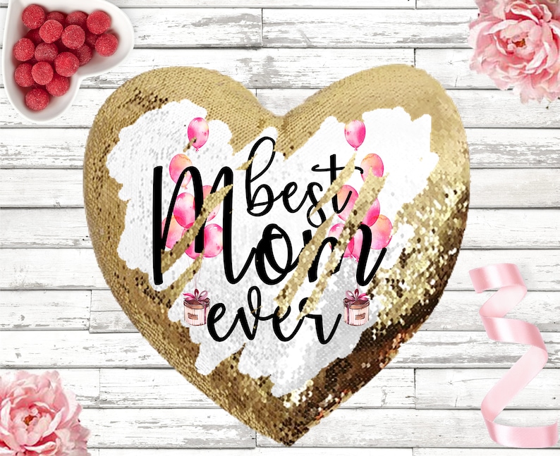 Mother's Day Sequin Pillow Red Heart Sequin Reversible Etsy