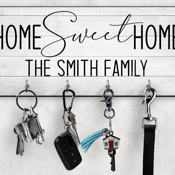 Personalized Key Ring Holder, New home gift, Housewarming Gift, Christmas home gift, Home Key Rack, Couples Key Hanger, Family Key Holder