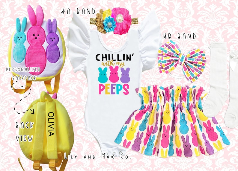 Easter outfit, MY PEEPS Easter outfit, 1st Easter girls outfit, 1st Easter girls outfit, bunny birthday outfit chillin with my peeps leotard image 1