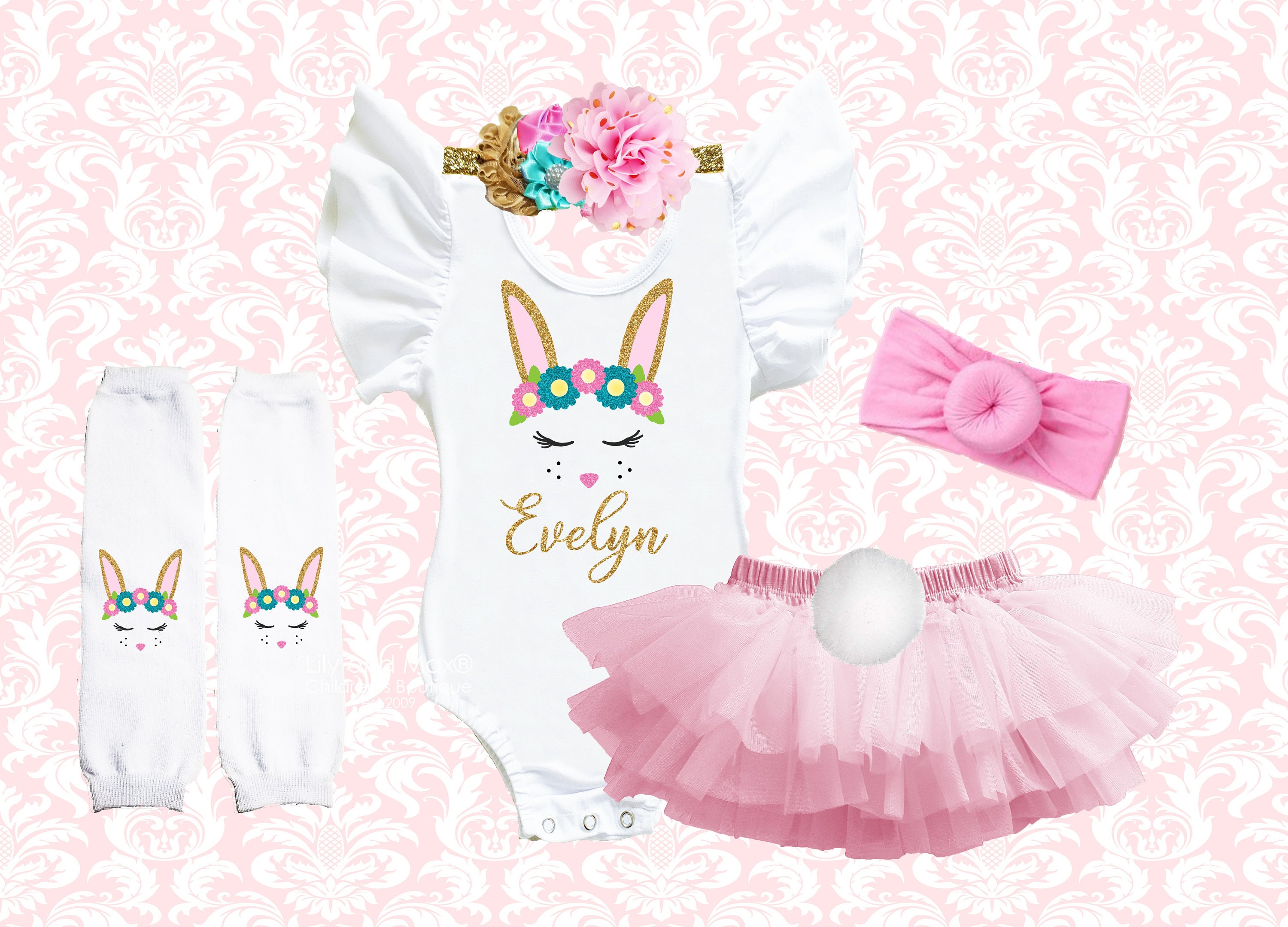 1st Easter Girls Outfit First Easter Girls Bunny Tutu Bloomer Etsy