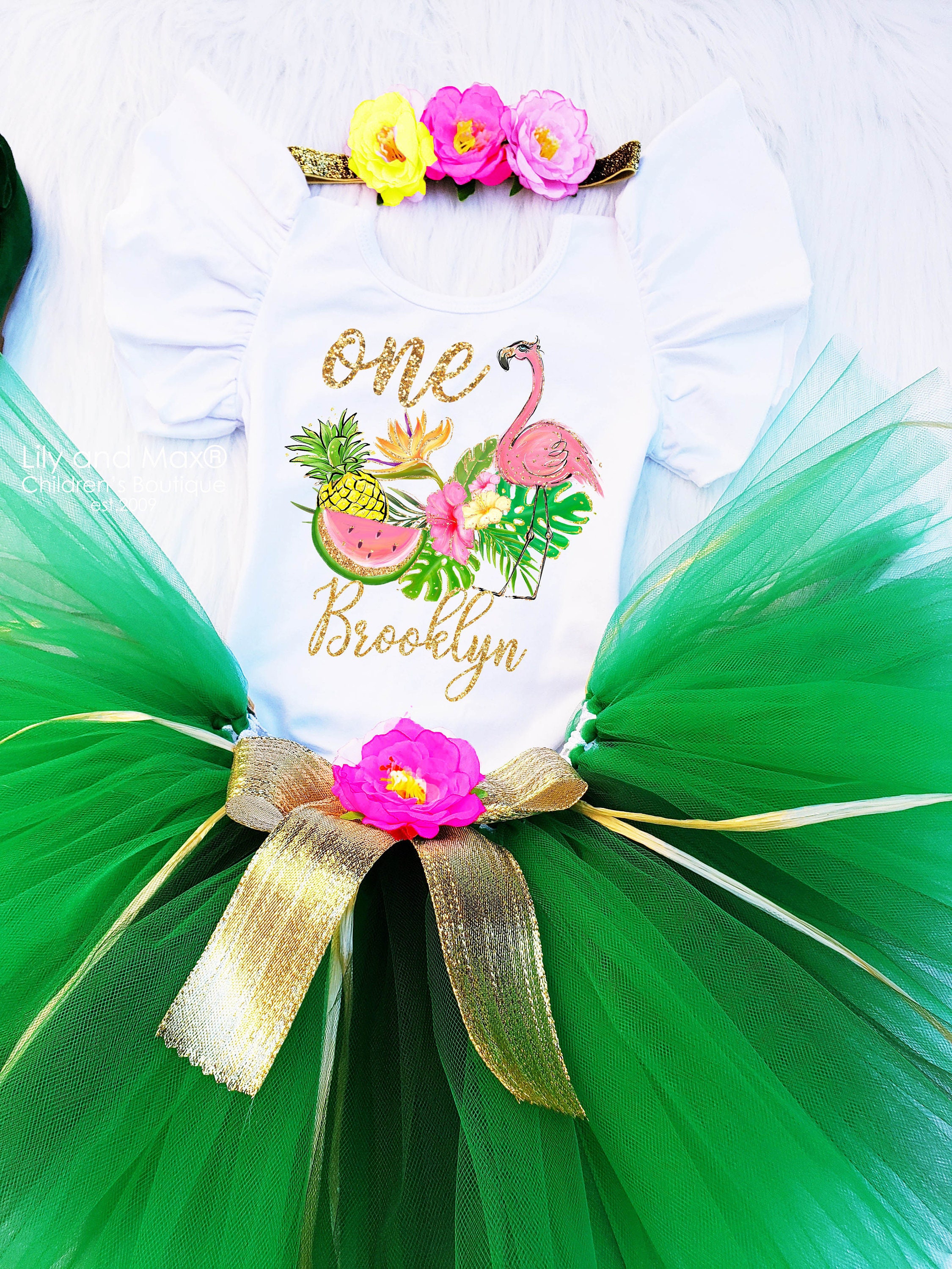Hula Girl Baby Costume Luau Photo Prop Hawaiian Grass Skirt Tropical Flower  Headband Coconut Bra Halloween First Birthday 