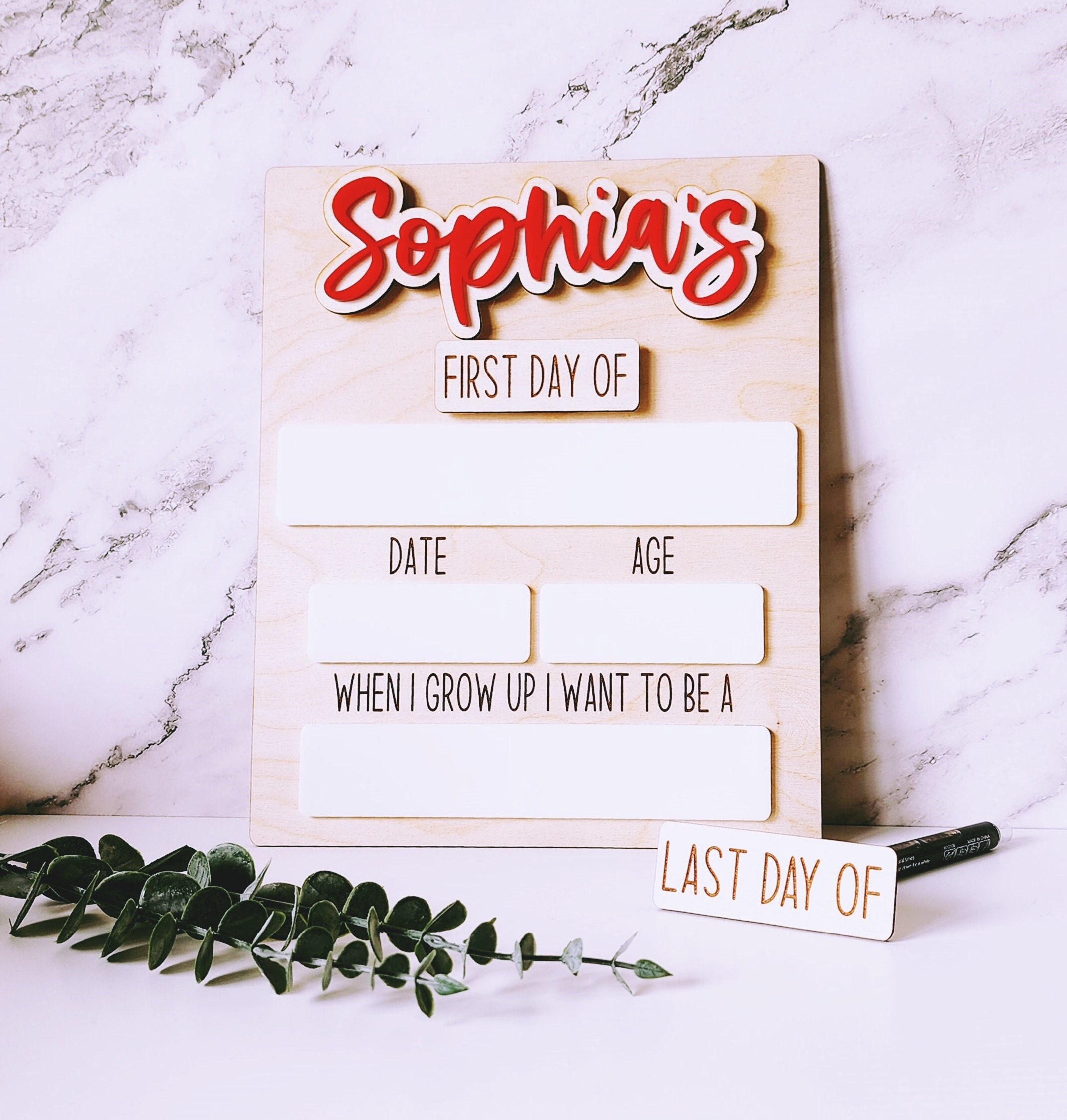 First Day of School Sign Personalized Interchangeable Names Back to