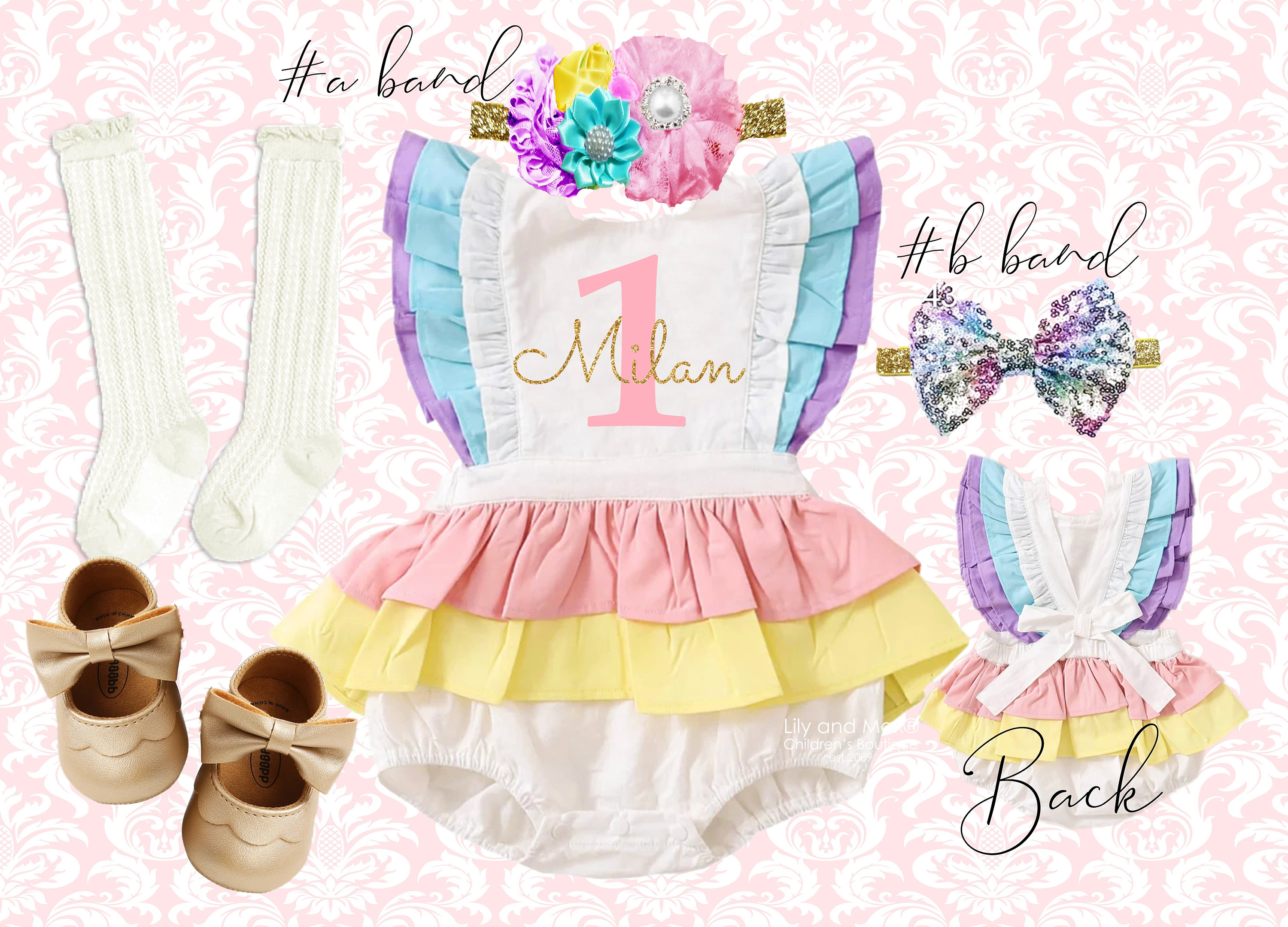 1st Birthday pastel romper 1st birthday pastel rainbow romper 1st birthday romper crown romper unicorn baby romper smash cake outfit