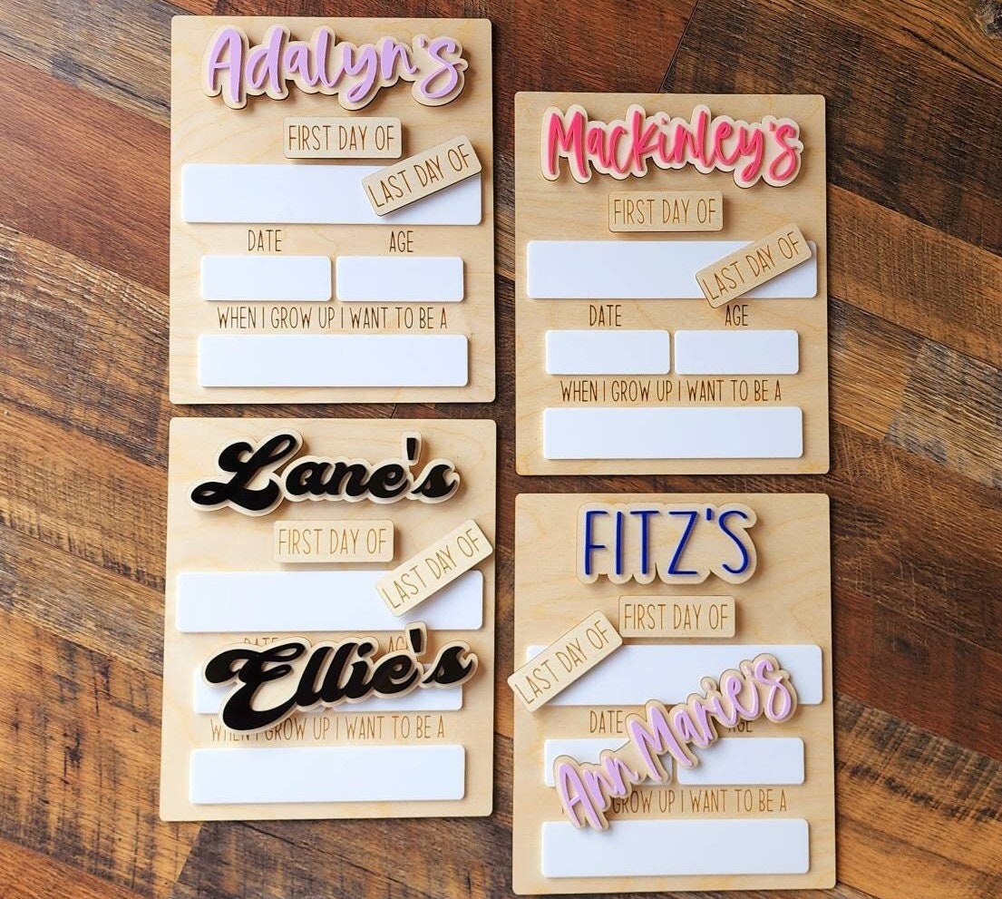 First Day of School Sign Personalized Interchangeable Names Back to