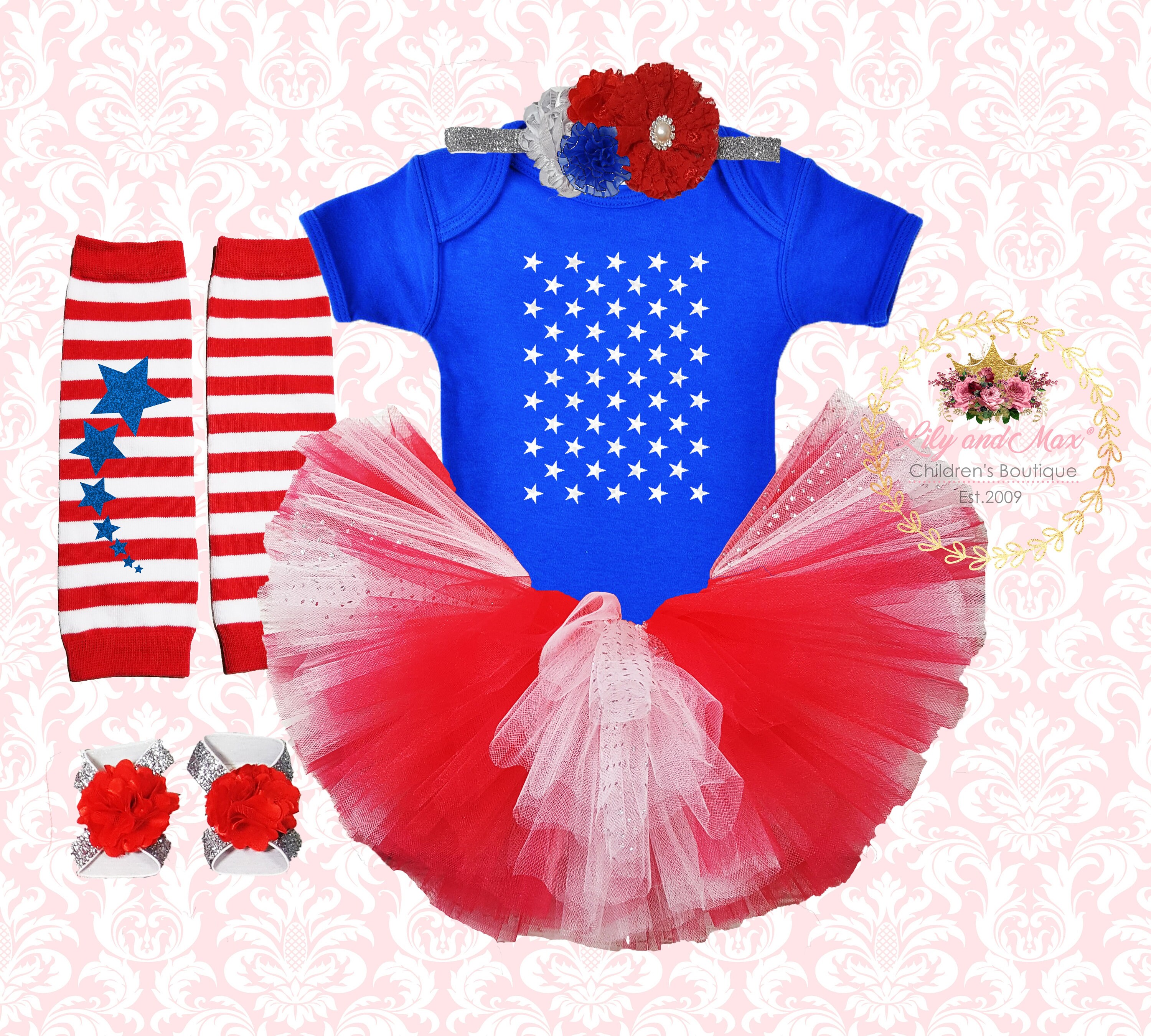 American flag costume baby girls outfit USA flag baby girl Etsy