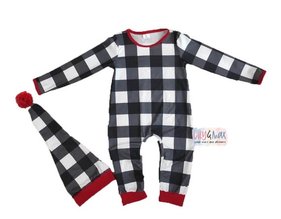 Christmas Baby Outfit, Buffalo Plaid Romper, Lumberjack Plaid
