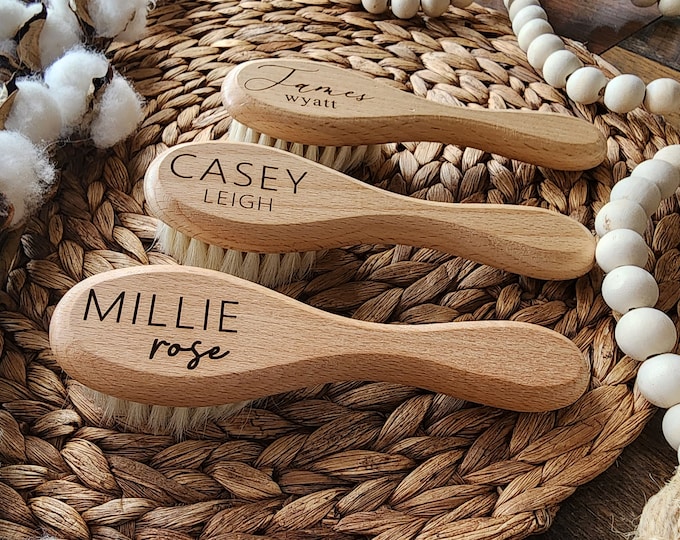 Baby Hair Brush | Personalized newborn engraved Wooden Comb