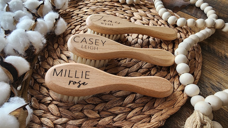 Engraved baby hair brush Personalized baby soft hair brush Baby Shower Gift image 1