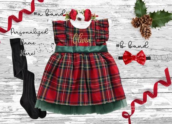 Green plaid christmas dress shop