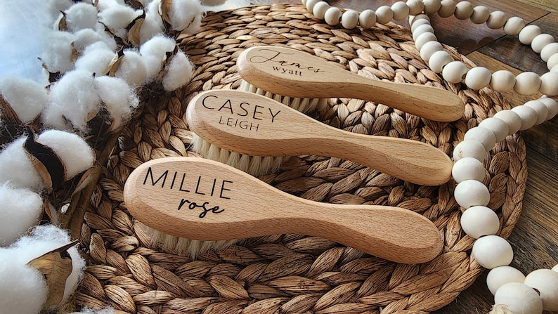 Engraved baby hair brush Personalized baby soft hair brush Baby Shower Gift image 7