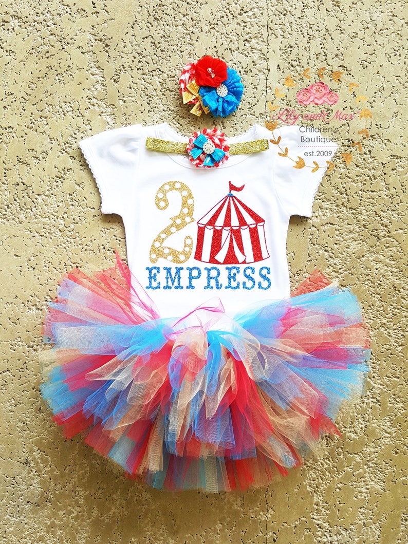 Circus birthday outfit, Carnival birthday outfit, Circus tent themed tutu set, Carnival birthday girl outfit, Circus tent birthday tutu set image 1