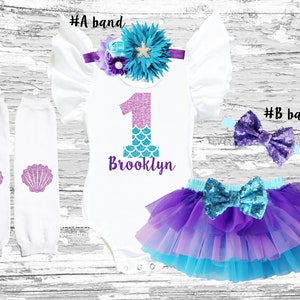 Mermaid birthday girl Outfit, Mermaid 1st birthday girl outfit, 1st birthday mermaid smash cake outfit, Second birthday Mermaid girl outfit