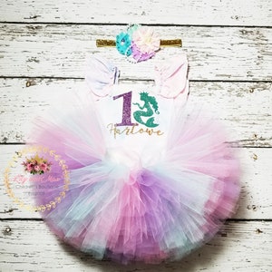 1st Birthday Mermaid Outfit,Mermaid birthday tutu set, Mermaid Romper, Mermaid smash cake outfit, Mermaid birthday baby girl romper