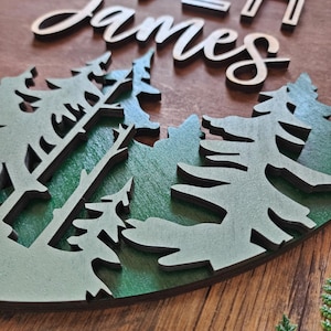 Custom Pine Tree Name Sign, Layered Wood Woodland Nursery Decor - Etsy