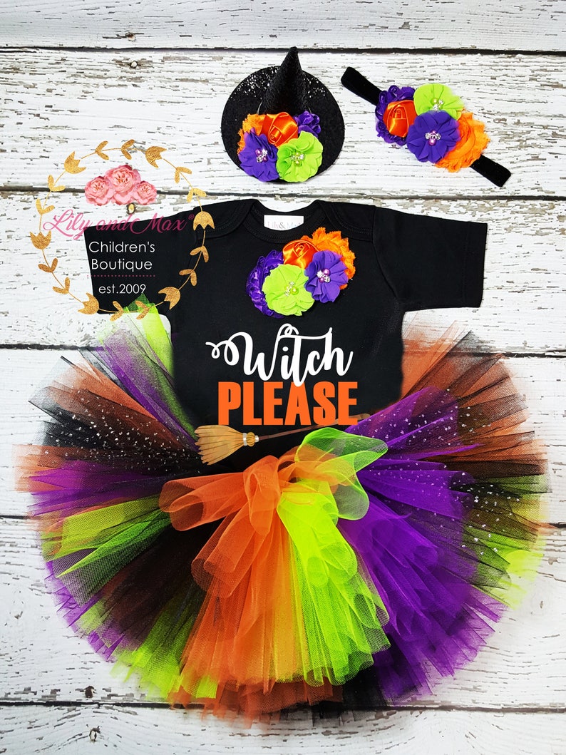 Halloween Witch Costume Toddler witch costume Baby witch costume Halloween tutu Witch Please costume Halloween Witch themed tutu set